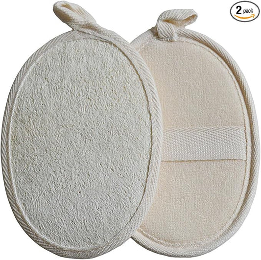 2pcs Exfoliating Loofah Sponges Pads - Natural Luffa Body Scrubbers for Shower & Bath