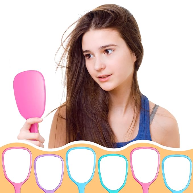 60 Pcs 7.09 x 3.14 Inch Hand Handheld Mirror with Handle Plastic Compact Travel Makeup Cosmetic Mirror Small Personal Portable Hand Held Mirror for Home Vanity Camping (Green, Pink, Blue, Purple)