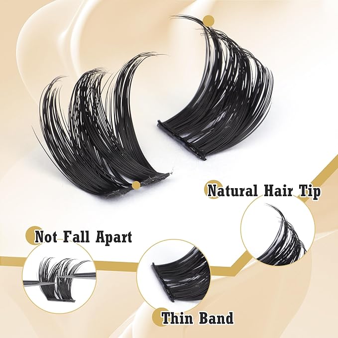 Wispy Lash Clusters D Curly Cluster Eyelash Extensions 150pcs Thick Eyelash Clusters 8-16mm Fluffy Cluster Lashes DIY Individual Lashes Extension by TOOCHUNAG(150pcs,8-16mm)