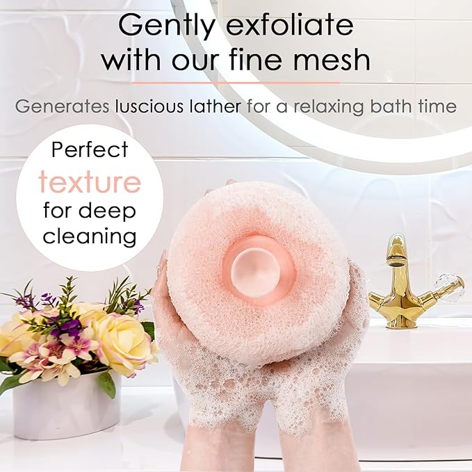 Bath Sponge Reusable Shower Brushes Soft Exfoliating Massage Bath Sponge Ball (Pink)