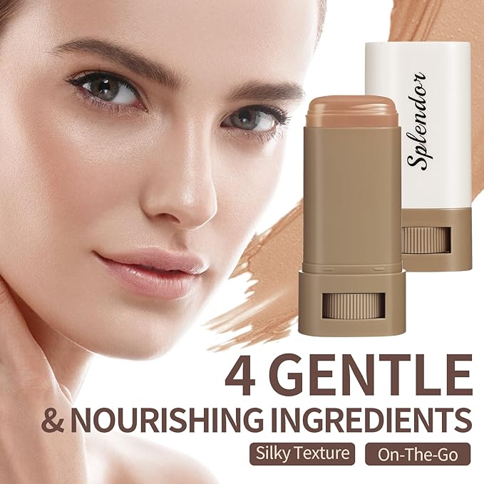 Splendor Serum Boosted Skin Tinted Balm, Solid Tinted Moisturizing Serum Contour Stick Foundation Face Stick splendor balm, Natural Makeup for Women (6#)