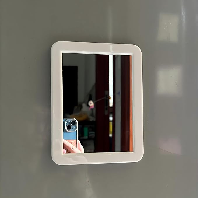 Magnetic locker mirror, 5"x7", small rectangular mirror for the back of locker doors, suitable for school lockers, work lockers, home refrigerators, magnetic whiteboards, locker accessories (White)