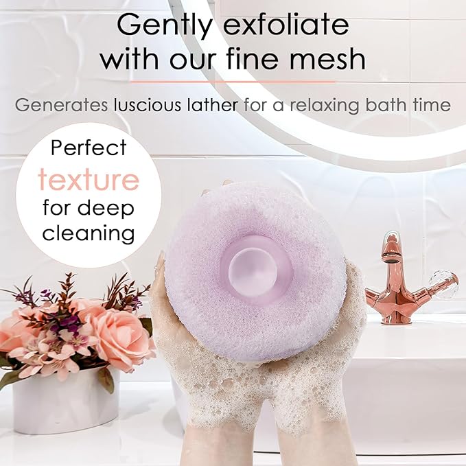 Bath Sponge Reusable Shower Brushes Soft Exfoliating Massage Bath Sponge Ball (Purple)