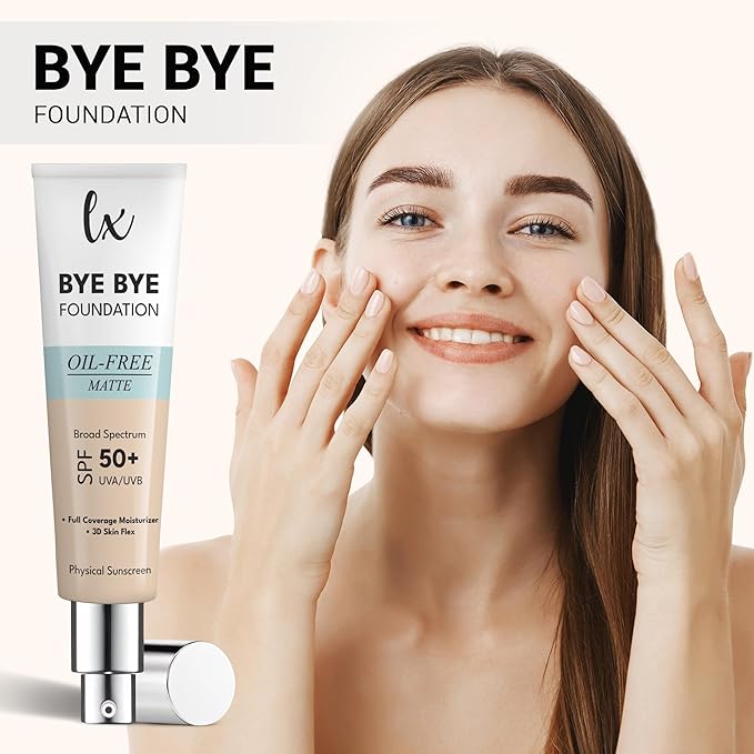 Lx Blend Bye Bye Foundation Oil Free Matte Coverage Moisturizer With SPF 50 (LIGHT) 1 FL OZ