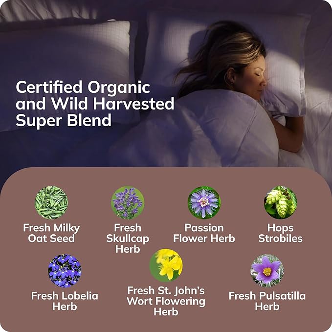 Grama Wellness Zzzzz Organic Natural Liquid Sleep Aid Sleep Drops, Deep Sleep Support Tincture for Relaxing Sleep, Vegan, Non-GMO, Herbal Sleep Supplement Alcohol Free | Made in USA - 30 Servings