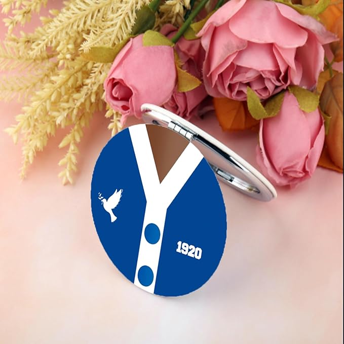 BEKECH F Women Compact Mirror Blue and White Dove Gift Sorority Makeup Mirror Sisterhood Gift