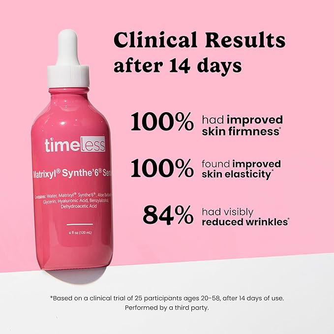 Timeless Skin Care Matrixyl Synthe’6 Serum - Face Serum for Skin Care - with Hyaluronic Acid for Hydration - 4 oz