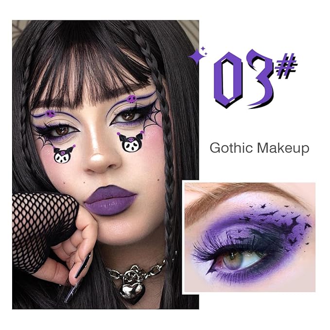 Black Blue Purple Eyeshadow Goth Makeup Palette, Matte Shimmer Dark Smoky Eyeshadow Pallet with Mirror, High Pigmented White Grey Multichrome Eyeshadow for Halloween Party Witch Costume Zombie Vampire