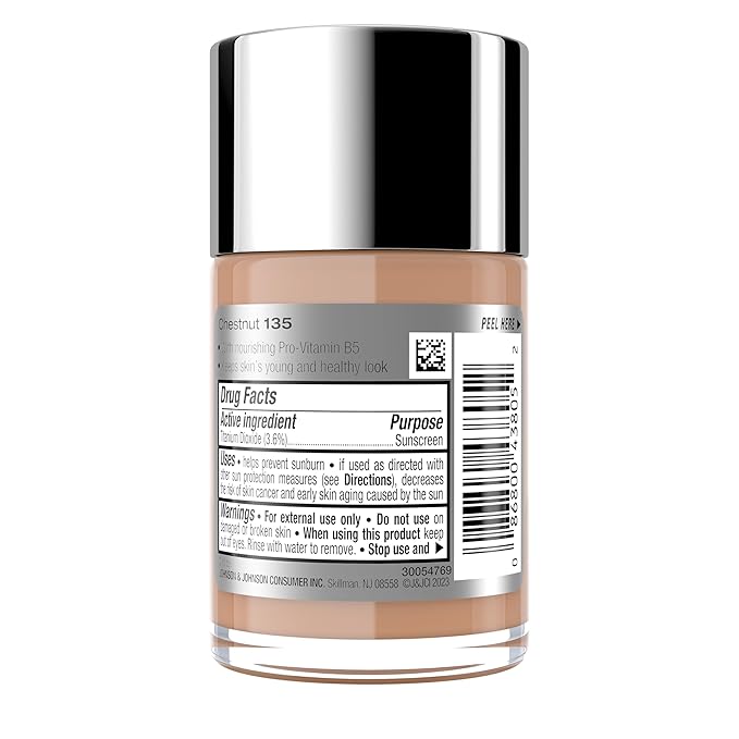 Neutrogena Healthy Skin Liquid Makeup Foundation with Broad Spectrum SPF 20 Sunscreen, Medium Coverage Foundation with Nourishing Pro-Vitamin B5, Chestnut 135, 1 fl. oz