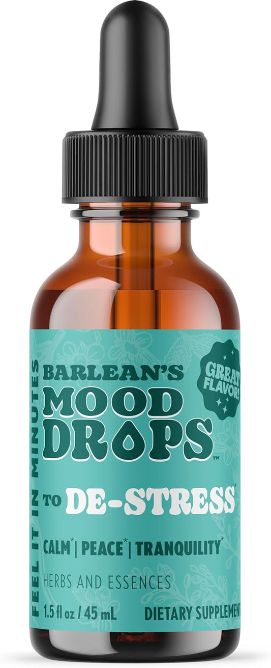 Barlean's Mood Booster Supplement, De-Stress Liquid Drop Supplements for Men and Women, Ashwagandha and L Theanine Extract, Adaptogen Herbs Drops, 1.5 oz