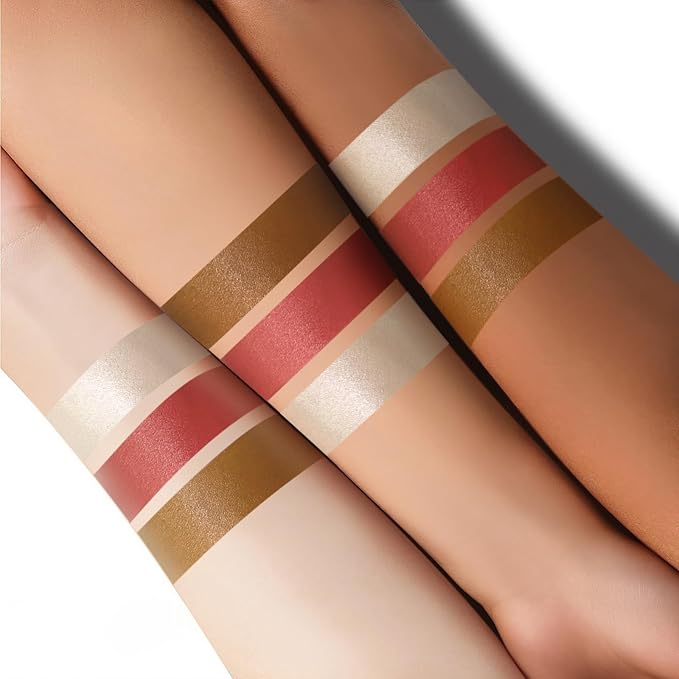 Lezero 3Pcs Contour Stick Makeup Kit, Shades with Highlighter, Blush and Bronzer Trio for Sculpt the Cheeks and Body, Long Lasting,Waterproof, Dewy & Matte Finish, MEDIUM TAN (18,21,24)