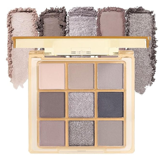 9 Colors Blue Smoky Matte Shimmer Eyeshadow Palette for Eye Makeup,High Pigmented Brown Purple Eye Shadow Primers Powder Palet de sombras de ojos