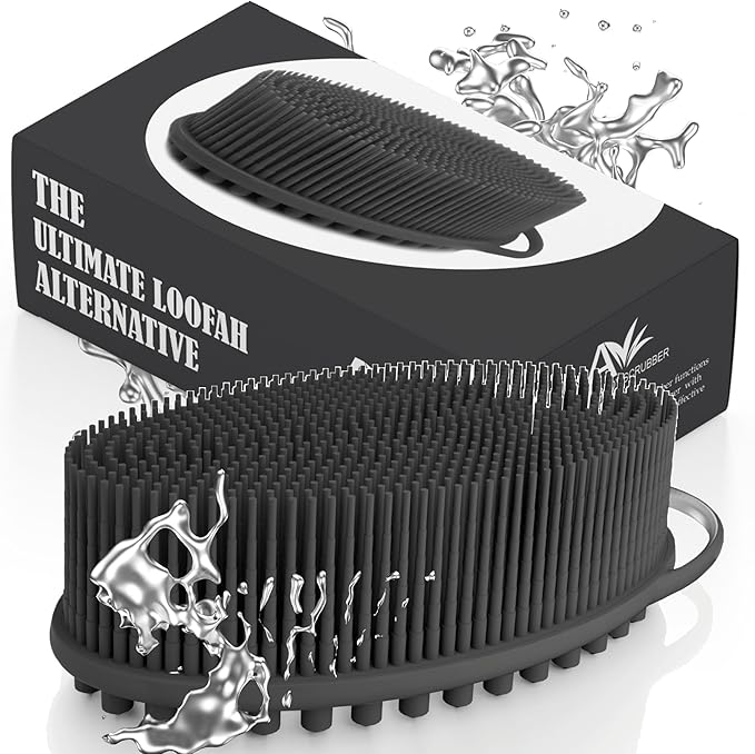 Avilana Silicone Body Scrubber – Gentle Shower Brush & Loofah Alternative – Silver-Infused Options – Fast-Drying, Hygienic, BPA-Free Silicone Body Exfoliator for Sensitive Skin, Men & Women