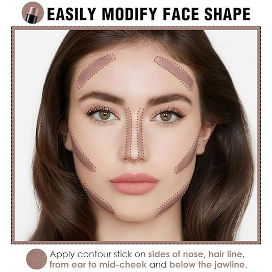 FOCALLURE Cream Contour Stick, Matte Bronzer Stick, Professional Face Shaping & Contouring Stick Makeup, Easy to Apply with Buildable Coverage, Long Lasting & Sweatproof, HAZEL WOOD