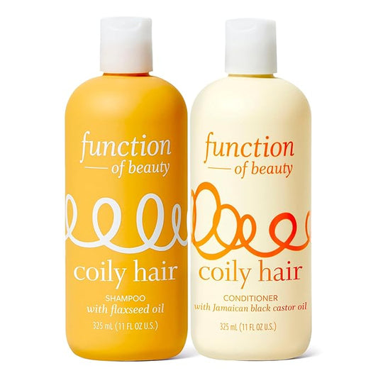 Function of Beauty Coily Hair Shampoo & Conditioner Set - Sulfate-Free Shampoo & Conditioner Duo for Bouncy Coils - Anti-Frizz, Curl Defining & Deep Moisture - Dry & Dull Hair Care Products