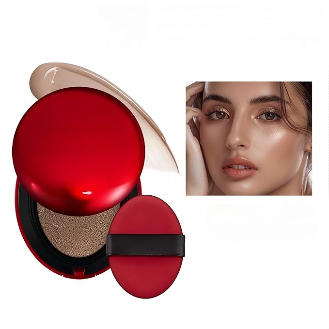 MAEPEOR Cushion Foundation 9 Colors Full Coverage Weightless Satin Glow Foundation Hydrating Long-Lasting Cushion BB Cream (Color 04)