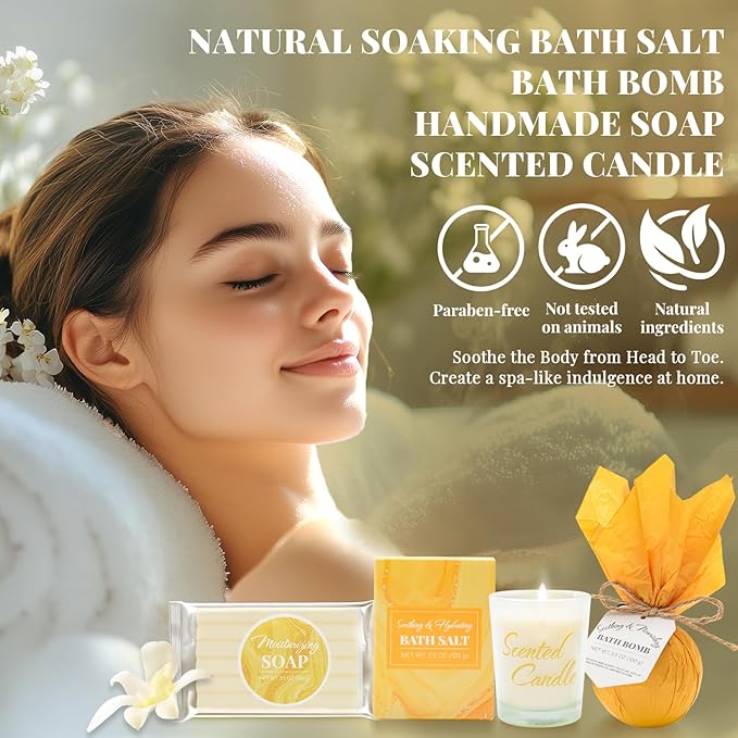 Bath and Body Gift Set for Women, 8 Pcs Vanilla Spa Set Gifts for Women, Not A Day Over Fabulous Gifts Set with Tumbler, Birthday Gifts for Women, Unique Gift Ideas for Her, Women, Mom