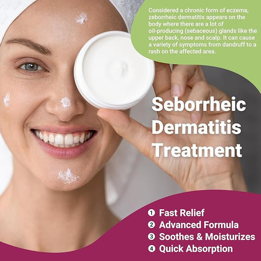 Seborrheic Dermatitis Cream, Maximum Strength Treatment for Psoriasis, Folliculitis, Dermatitis, Dandruff, Fast Relief for Itching, Redness, Irritation, Scaling, 3.53 Oz