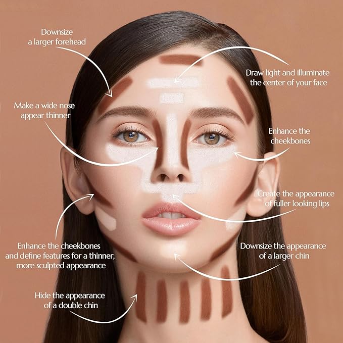 3PC Liquid Contour Blush Highlighter Beauty Wand Set - Smooth & Lightweight Contour Stick for Liquid Contour, Blush, Highlighter Application, Vegan & Cruelty-Free (01+02+05)