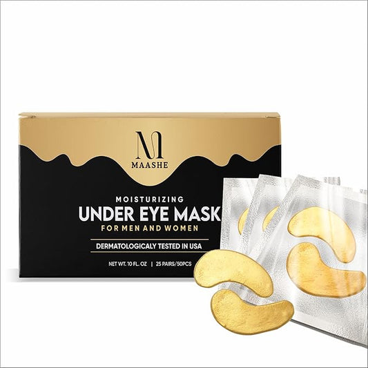 25 Pairs 24K Gold Under Eye Mask/Patches For Moisturizing, Dark Circle Treatment, Wrinkles, Puffy Eyes, Gift For Birthdays, Wedding, Daily Use, Parties, Unisex Under Eye Mask