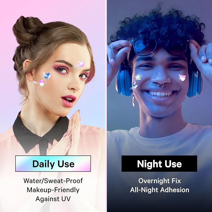 Sosky Hologram Pimple Patches for Face, Hydrocolloid Acne Patches with Salicylic Acid, Cute Star Zit Stickers,Colorful Blemish Covers,48 Count Blue Pink Heart Moon Butterfly Flower