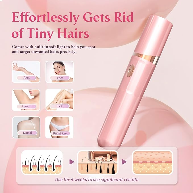 Facial Hair Remover for Women | Dual-Head Face Shaver Electric Hair Removal Device for Face,Lip, Chin | 2 Replacement Heads, Pink-1