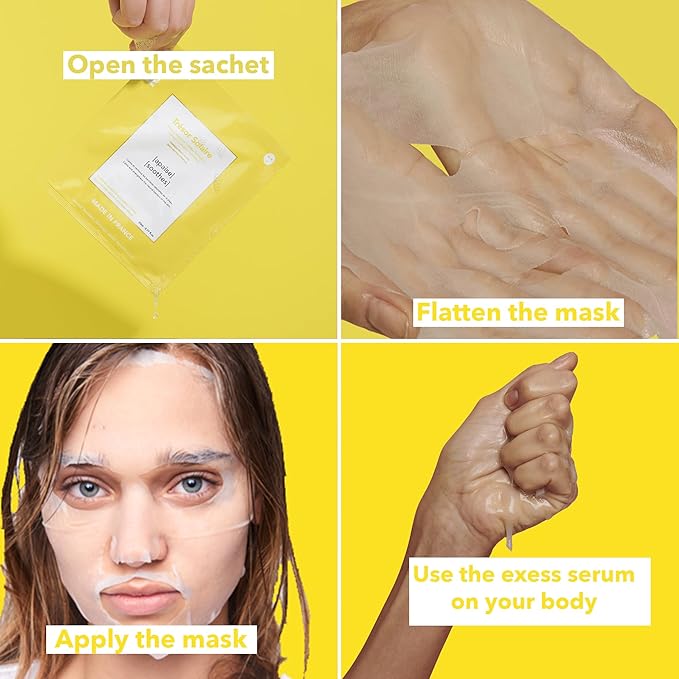 Trésor Solaire - Soothing Facial Sheet Mask - Soothing & Strengthening - With Vitamin E & Arnica - Brightening, Firming & Revitalizing - Multi-Active Serum Formula - 5 Pack