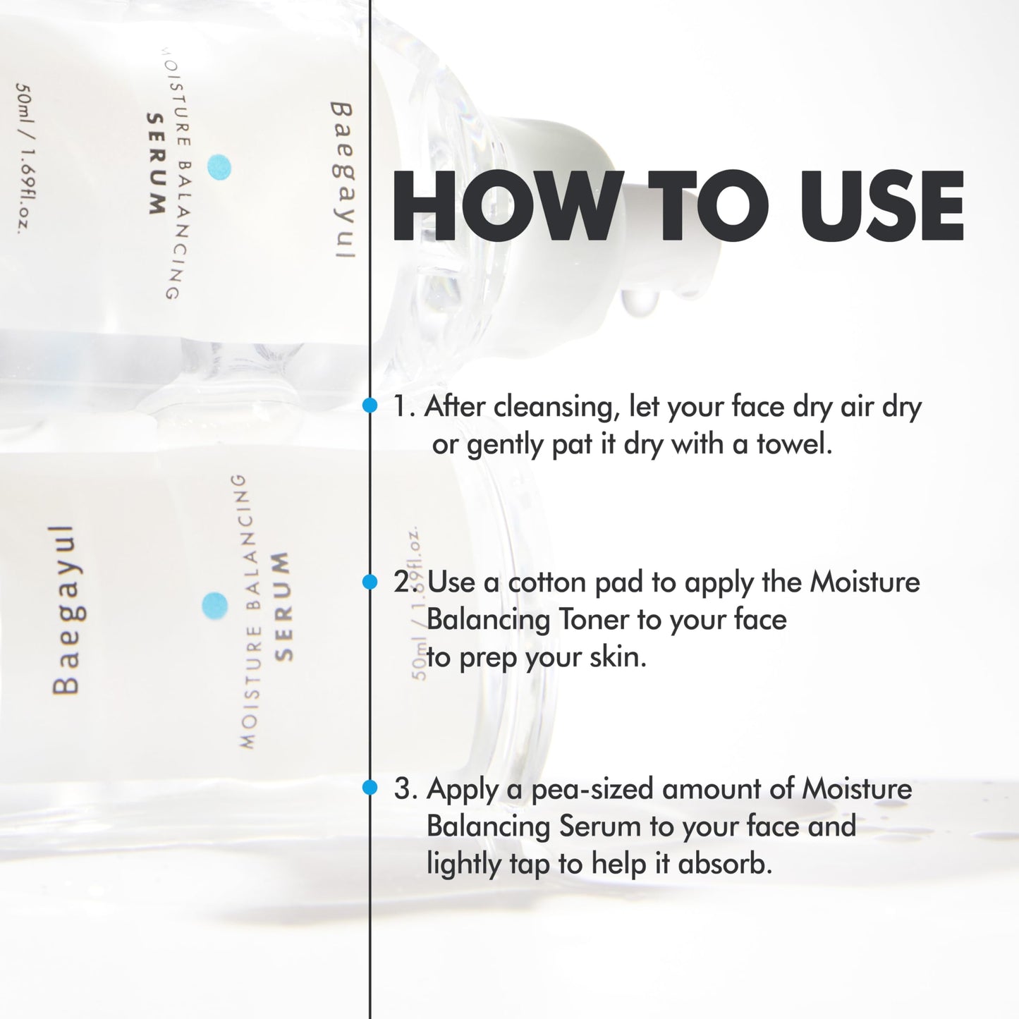 Baegayul Moisture Balancing Serum - Hydrating & Soothing with Hyaluronic Acid and PHA, Botanical Moisturizer for Sensitive Skin, pH Balanced for Glass Skin, Korean Skincare (1.69fl oz)