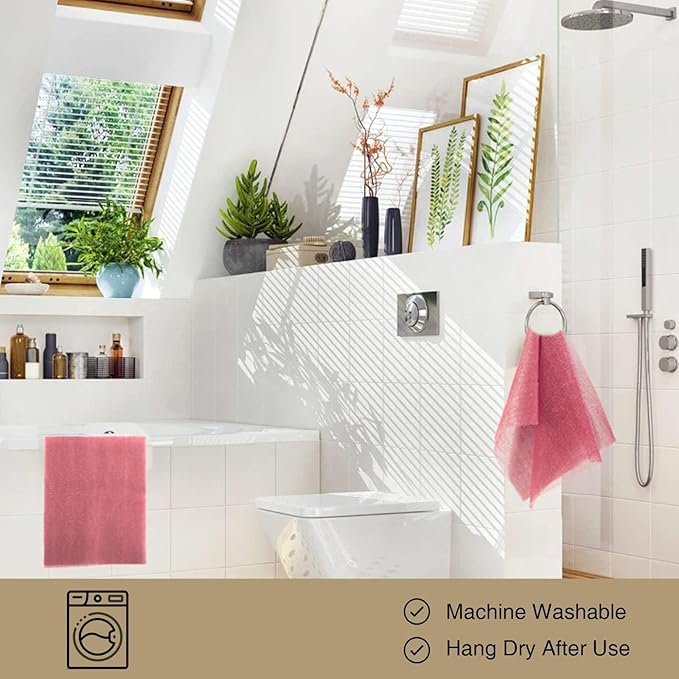 African Net Sponge African Net Long Net Bath Sponge Exfoliating Shower Body Scrubber Back Scrubber Skin Smoother,Great for Daily Use (Pink)