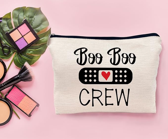 Boo Boo Crew Nurse Makeup Bag,Nursing Cosmetic Makeup Bag for Women Girls,Nurse Appreciation Graduation Healthcare Gifts,Gifts for School Nurse Medical Student Nursing Student