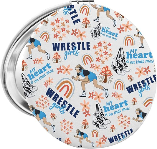 FAADBUK Wrestle Lover Gift Wrestle Player Gift Wrestling Coach Gifts Wrestling Girl Makeup Mirror for Her (Wrestle Mirror)