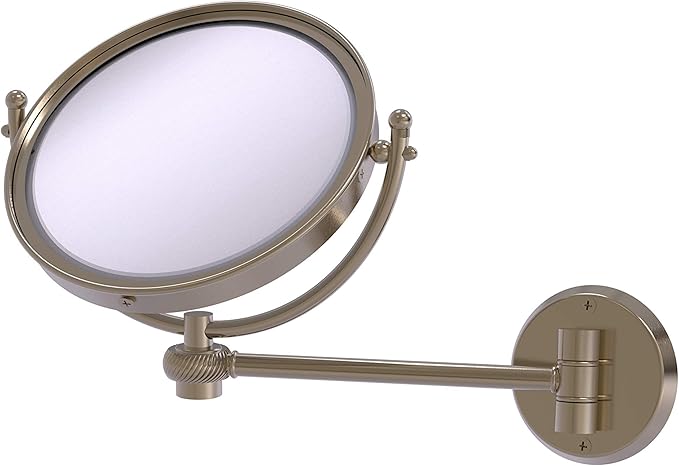Allied Brass WM-5T/3X-PEW 8 Inch Wall Mounted 3X Magnification Make-Up Mirror, Antique Pewter