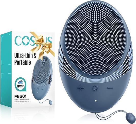 COSLUS Facial Cleansing Brush Face Scrubber : Portable Silicone Waterproof Rechargeable Face Wash Brush, 5 Cleansing Modes, Electric Deep Cleaning for Men & Women, Removing Blackhead, Exfoliating