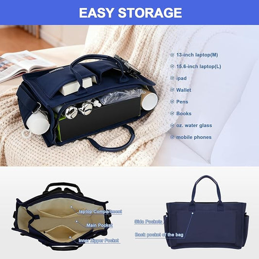 Canvas Tote Bag for Women With Pockets, Laptop Work Crossbody Purses Everything Shoulder Tote Bag Everyday Satchel Handbags