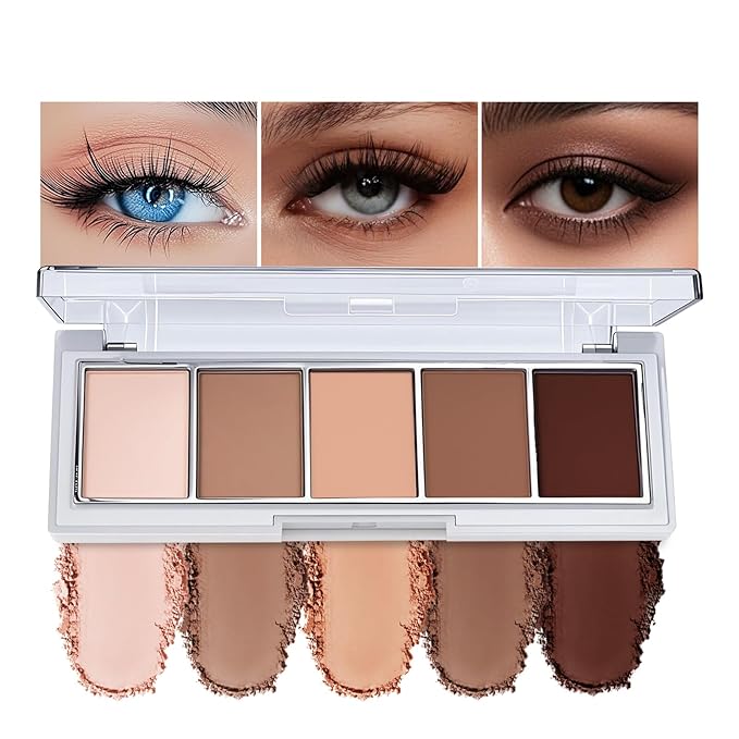 5 Colors Mini Neutral Naked Eyeshadow Palette for Brown Eyes,Nude Brown & Taupe Natural Eye Shadow Palette Makeup,Velvety Matte Finish,Travel Size,Highly Pigmented Long Lasting Waterproof.(01#)