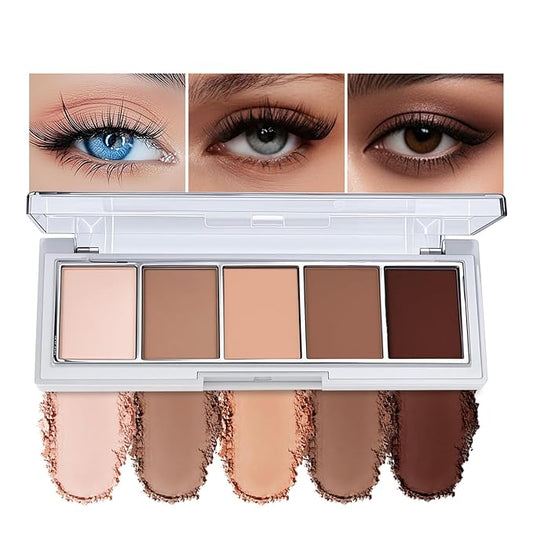 5 Colors Mini Neutral Naked Eyeshadow Palette for Brown Eyes,Nude Brown & Taupe Natural Eye Shadow Palette Makeup,Velvety Matte Finish,Travel Size,Highly Pigmented Long Lasting Waterproof.(01#)
