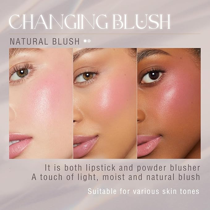 Color Changing Blush Stick for Cheeks Makeup,Clear Blush PH Temperature Changing Pink Cream Blusher Magic Waterproof Face Stick Multi-Use Lips and Cheek Tint,Matte Finish Natural Lightweight