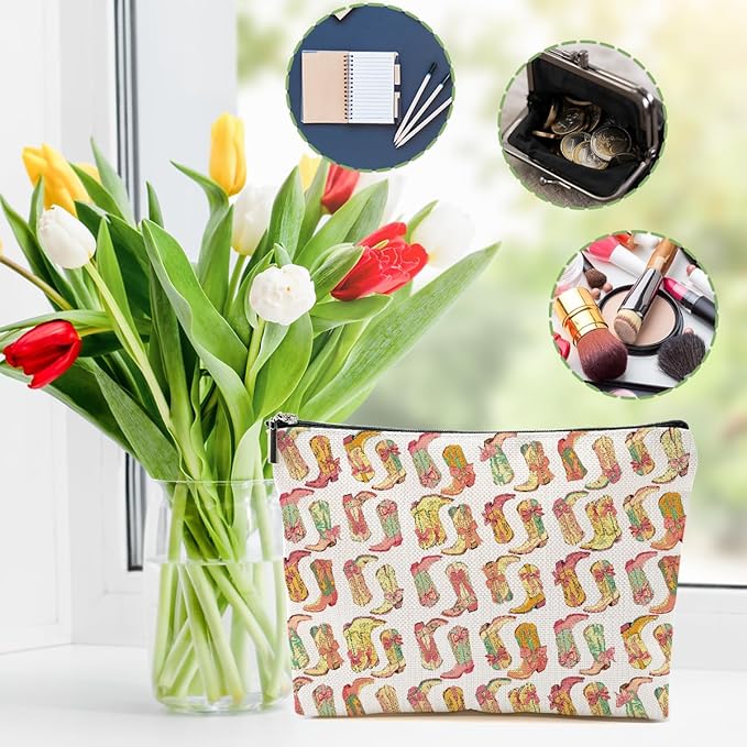 4pcs Western Makeup Bag, Western Gifts for Women Cosmetic Bag Cowgirl Gifts for Women Female Girls Sister BFF, Cowboy Boots Gift Christmas Birthday Gift, Cowgirl Stuff