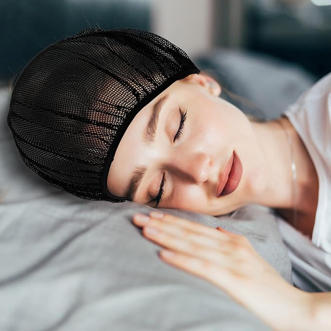 6pcs Hair Nets for Sleeping,Night Reusable Mesh for Women Sleeping,Curly Hair Sleep Cap Mesh Bonnets(Black, Pink)
