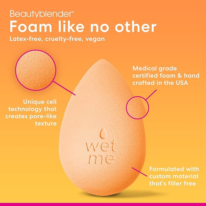 Beautyblender® | Beam Color Changing Beauty Blender Makeup Sponge, Super-Soft Foam Easily Blends Foundations & Creams, Made in USA, Reusable, Washable, Streak Free Application, Heat Activated