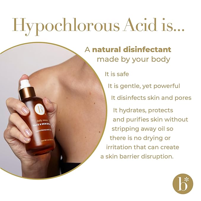 Bloome* - Hypochlorous Acid Face and Skin Spray .05% - Made in USA - Hypochlorous Acid Facial Mist - Pure HOCL Solution - Skin Care Relief for Tattoo, Sunburn, Piercing Aftercare & Bumps -120 ml