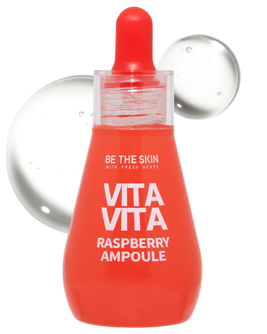 BE THE SKIN Vitavita Raspberry Ampoule - Radiance Boosting Face Serum for Even Skin Tone and Enhanced Elasticity with Niacinamide, Vitamin C, 11 Peptides, 1.01 fl.oz.