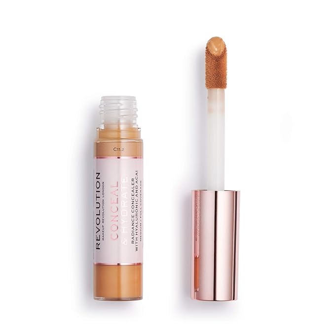 Makeup Revolution Conceal and Hydrate Concealer, Full Coverage & Matte Finish, C11.2 for Deep Medium Skin Tones, Vegan & Cruelty-Free, 0.7 Fl Oz