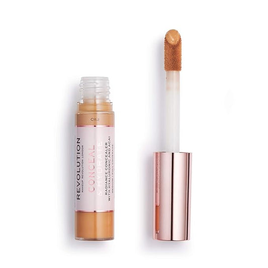 Makeup Revolution Conceal and Hydrate Concealer, Full Coverage & Matte Finish, C11.2 for Deep Medium Skin Tones, Vegan & Cruelty-Free, 0.7 Fl Oz