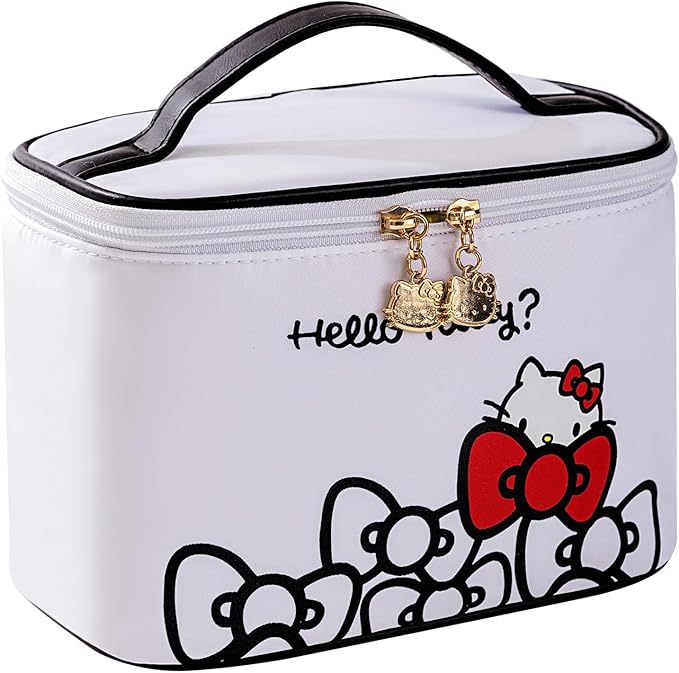 AmBealla Makeup Bag Large Waterproof Cosmetic Bags with Makeup Brush Holder, Cute Printed Makeup Organizer for Women Traveling,Portable Toiletry Bag for Girls