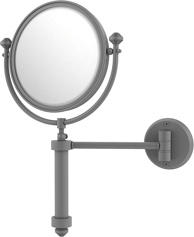 Allied Brass SB-4/2X Southbeach Collection Wall Mounted 8 Inch Diameter with 2X Magnification Make-Up Mirror, Matte Gray