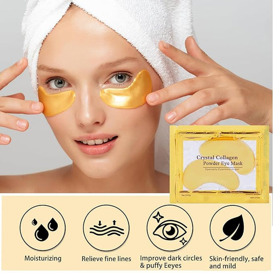 30 Pairs Lip Masks & Eye Masks, 24K Gold Gel Crystal Collagen Under Eye Patches for Puffy Eyes, Dark Circles and Wrinkles, Moisturizing Nourishing Collagen Lip & Eye Mask Set for Women Men