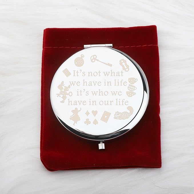 WUSUANED Princess Fans Makeup Mirror It’s Not What We Have in Life It’s Who We Have in Our Life Jewelry Cartoon Friendship Gift