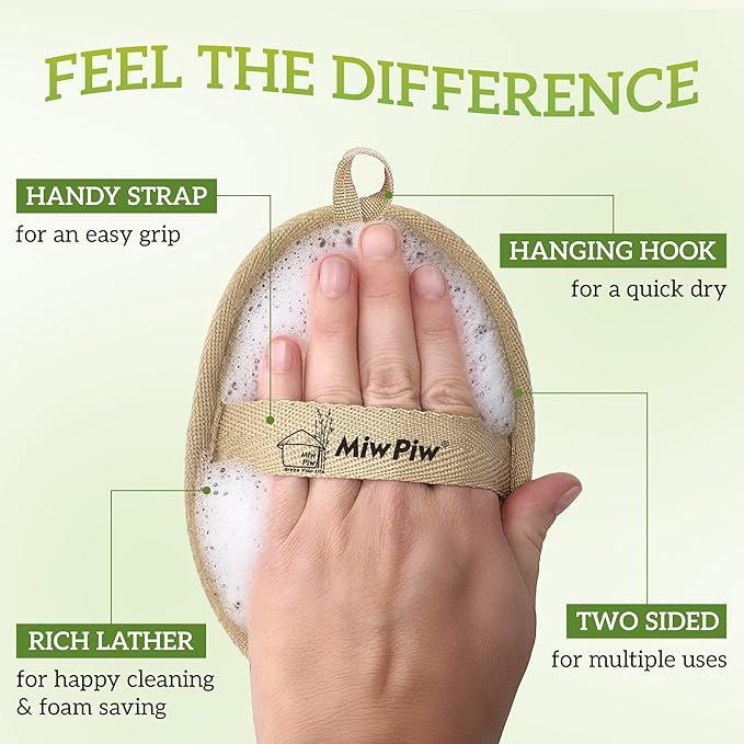 Natural Loofah Exfoliating Body Scrubber (Pack 2), Loofah Bath Sponge, Luffa for Women and Men, 100% Biodegradable Compostable, Dye Free, Zero Waste Eco Friendly Sustainable (4.7" x 6.3" Each)