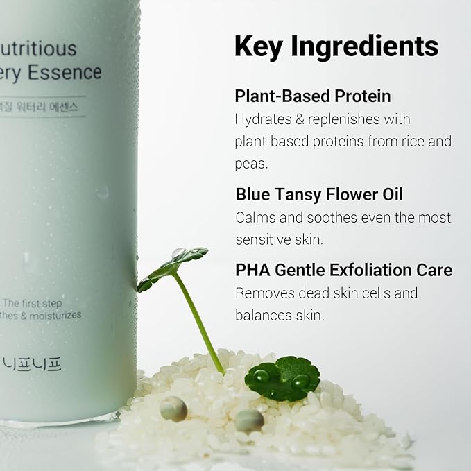 Nutritious Watery Essence, All-in-one Power Plant-Protein Toner for Soothing and Hydrating, Gentle Exfoliation, CICA Calming, Niacinamide, Korean Skincare, Glass Skin (180ml / 6.08 fl.oz.)